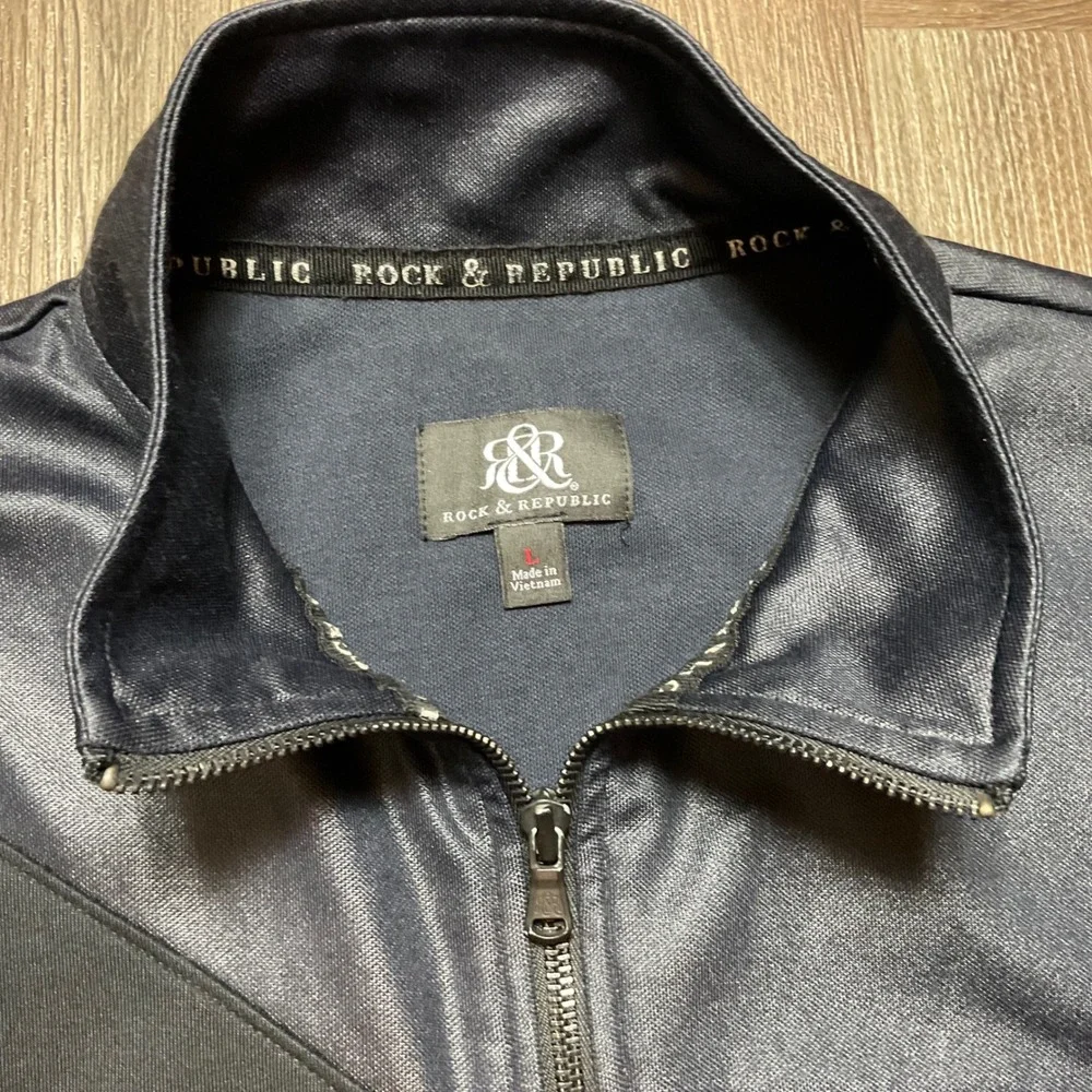 Rock &‎ Republic Zip Up Streetwear Moto Biker Jacket Mens Large Black Casual